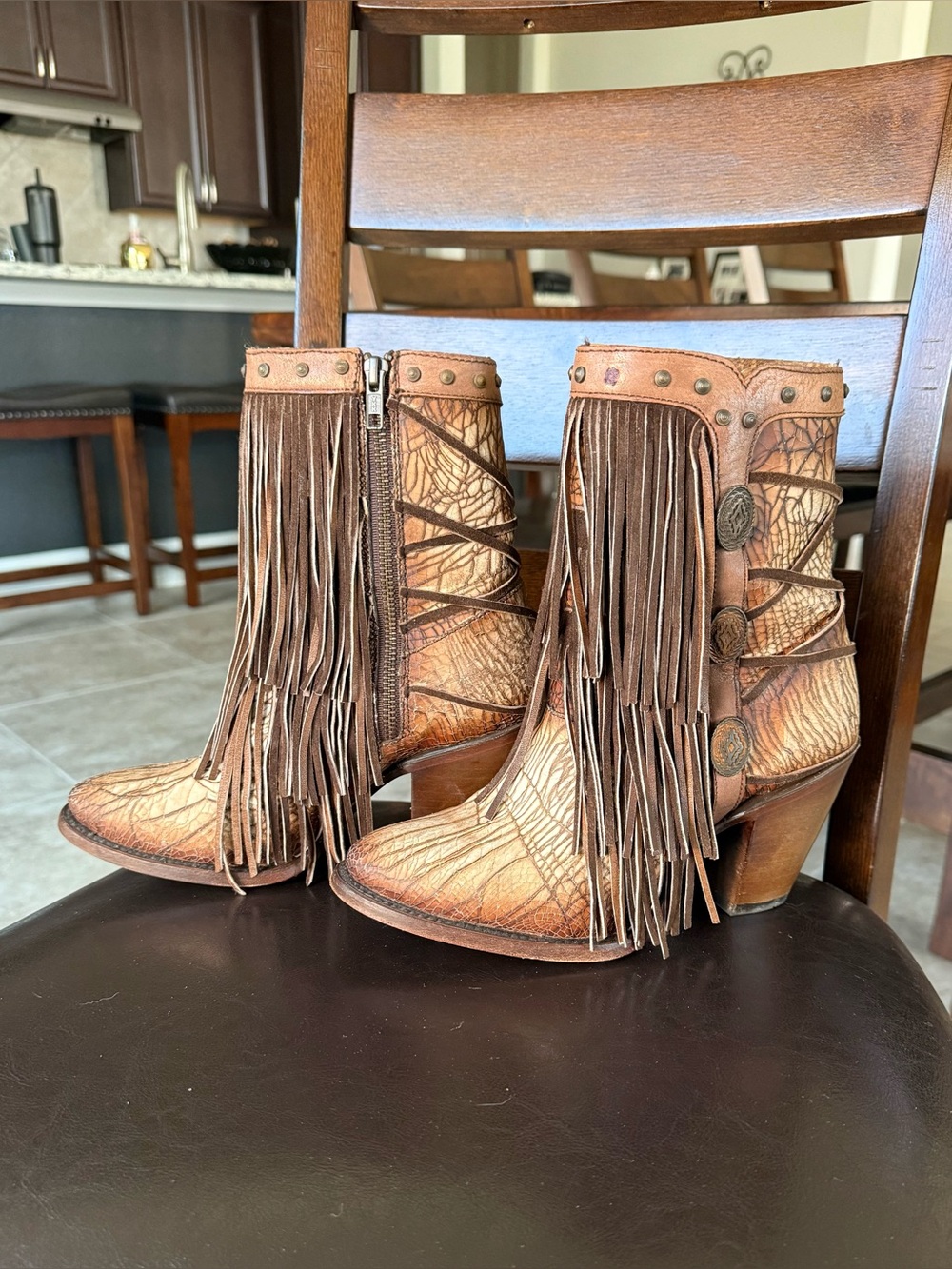 Corral Brown Fringe Western Ankle Boots